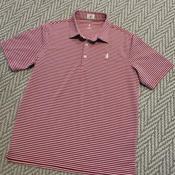 johnnie-O Hangin Out Classic Red and White Striped Polo Boys 14 - Picture 3 of 4